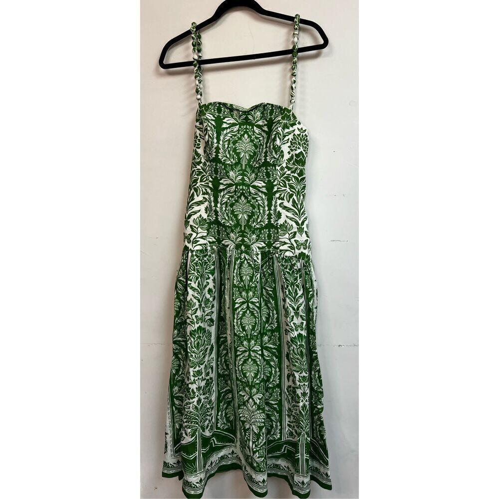 FARM Rio Women's Green White Floral Delicate Tapestry Midi Dress Size Large NWOT - Picture 7 of 12